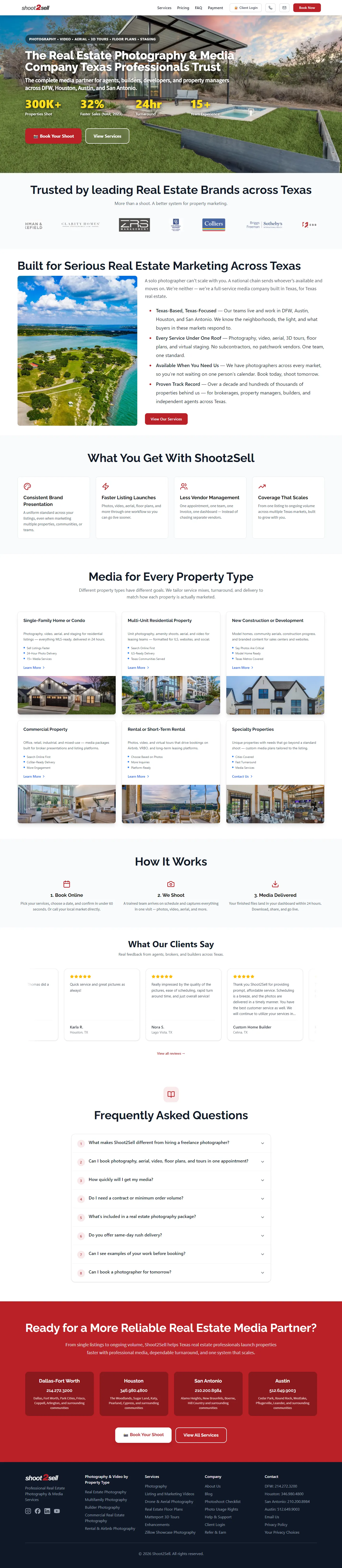Local real-estate photography service homepage with booking CTA