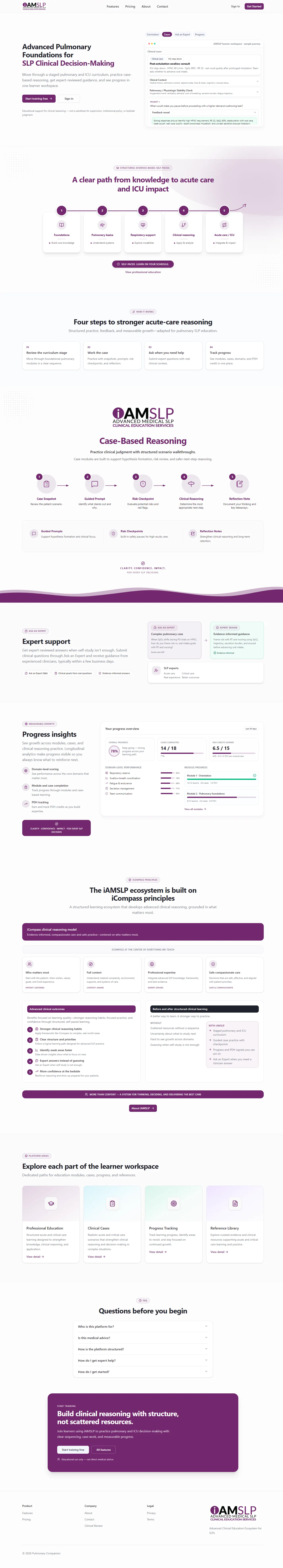 Clinical education platform for speech-language pathologists — pulmonary curriculum dashboard
